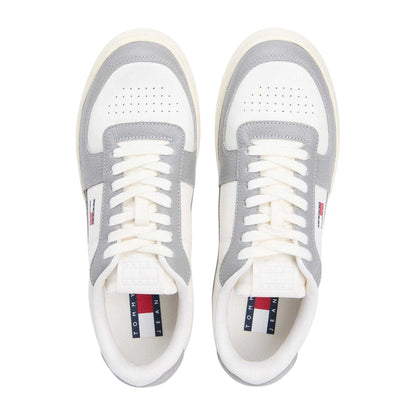 Granite-Ivory - Side - Tommy Jeans Mens Archive 98 Leather Low Cut Trainers