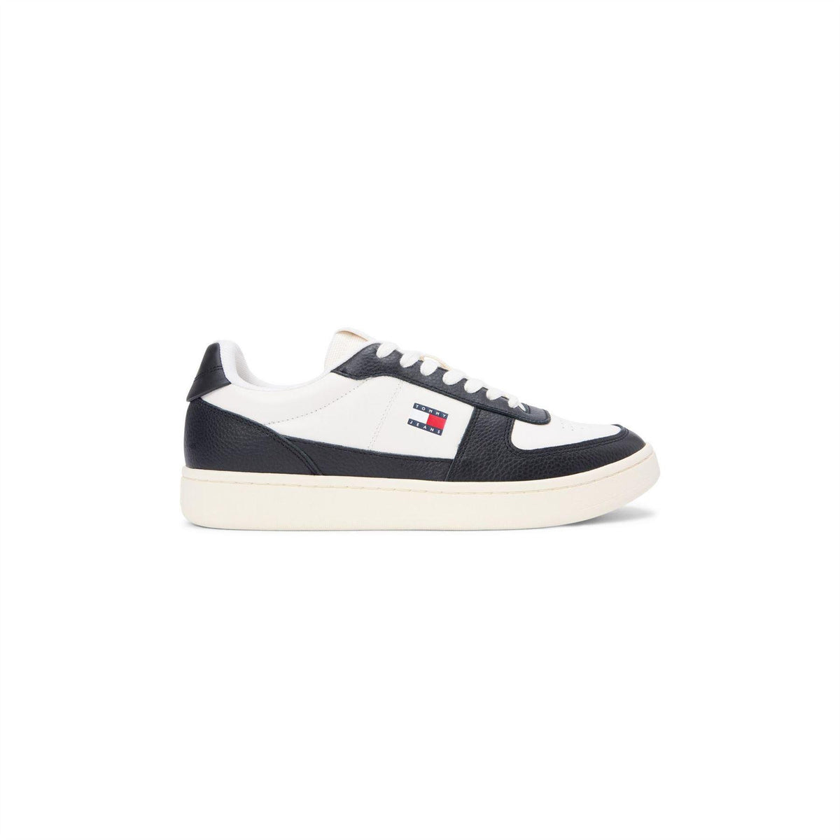 Ivory-Black - Front - Tommy Jeans Mens Archive 98 Leather Low Cut Trainers