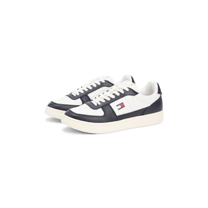 Ivory-Black - Back - Tommy Jeans Mens Archive 98 Leather Low Cut Trainers