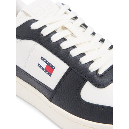 Ivory-Black - Pack Shot - Tommy Jeans Mens Archive 98 Leather Low Cut Trainers