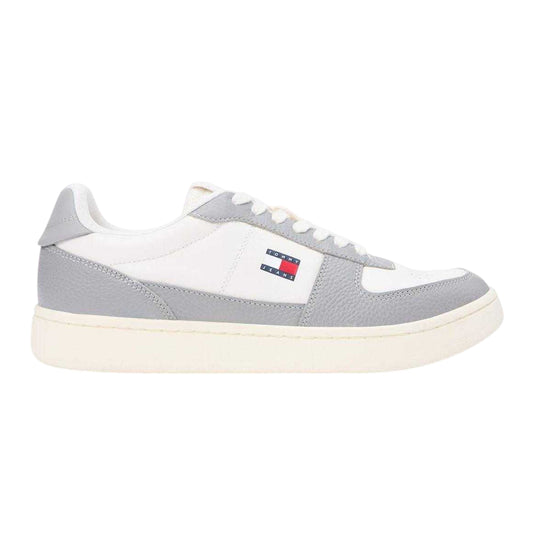 Granite-Ivory - Front - Tommy Jeans Mens Archive 98 Leather Low Cut Trainers