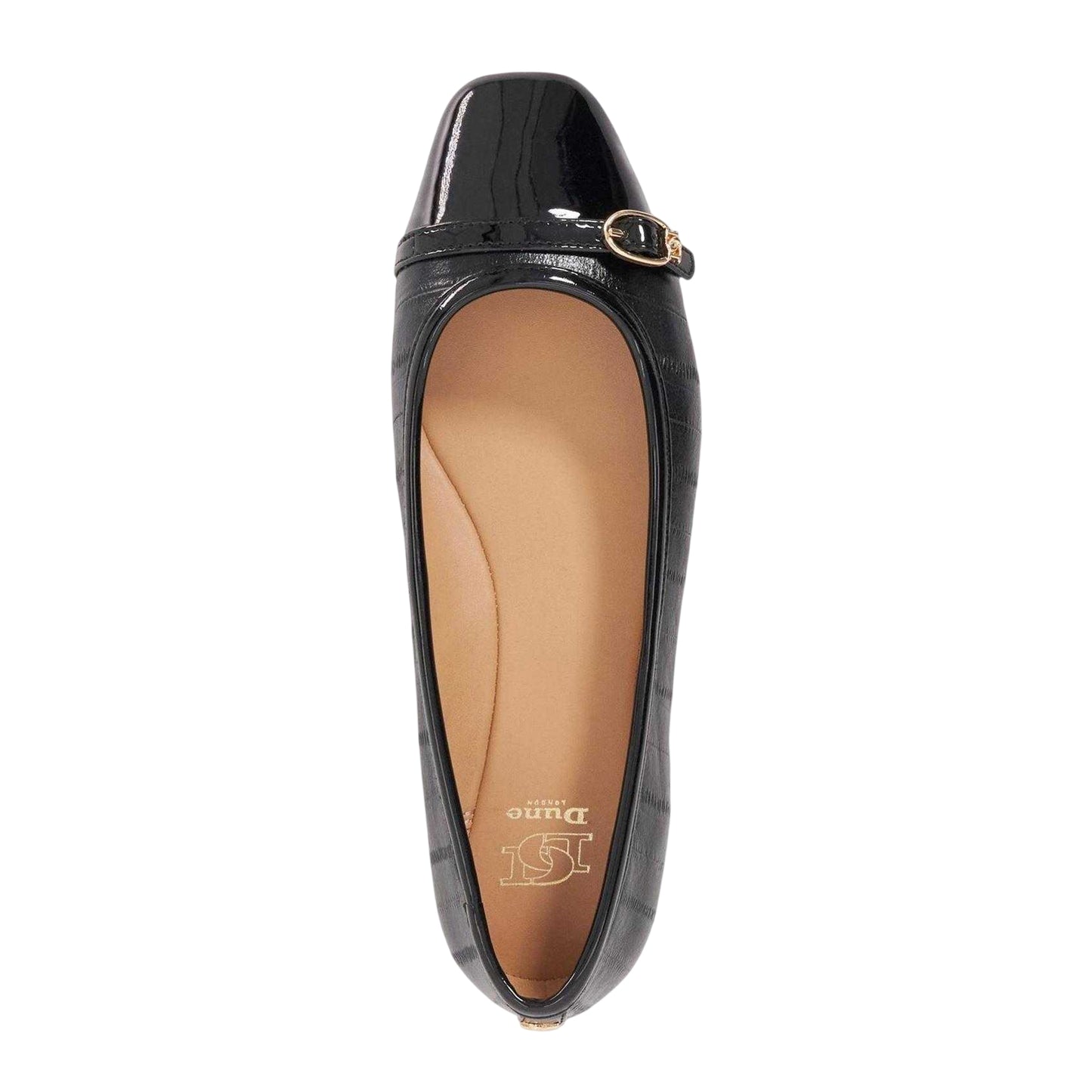 Black - Lifestyle - Dune London Womens-Ladies Lo Habitats Leather Buckle Detail Ballet Flats