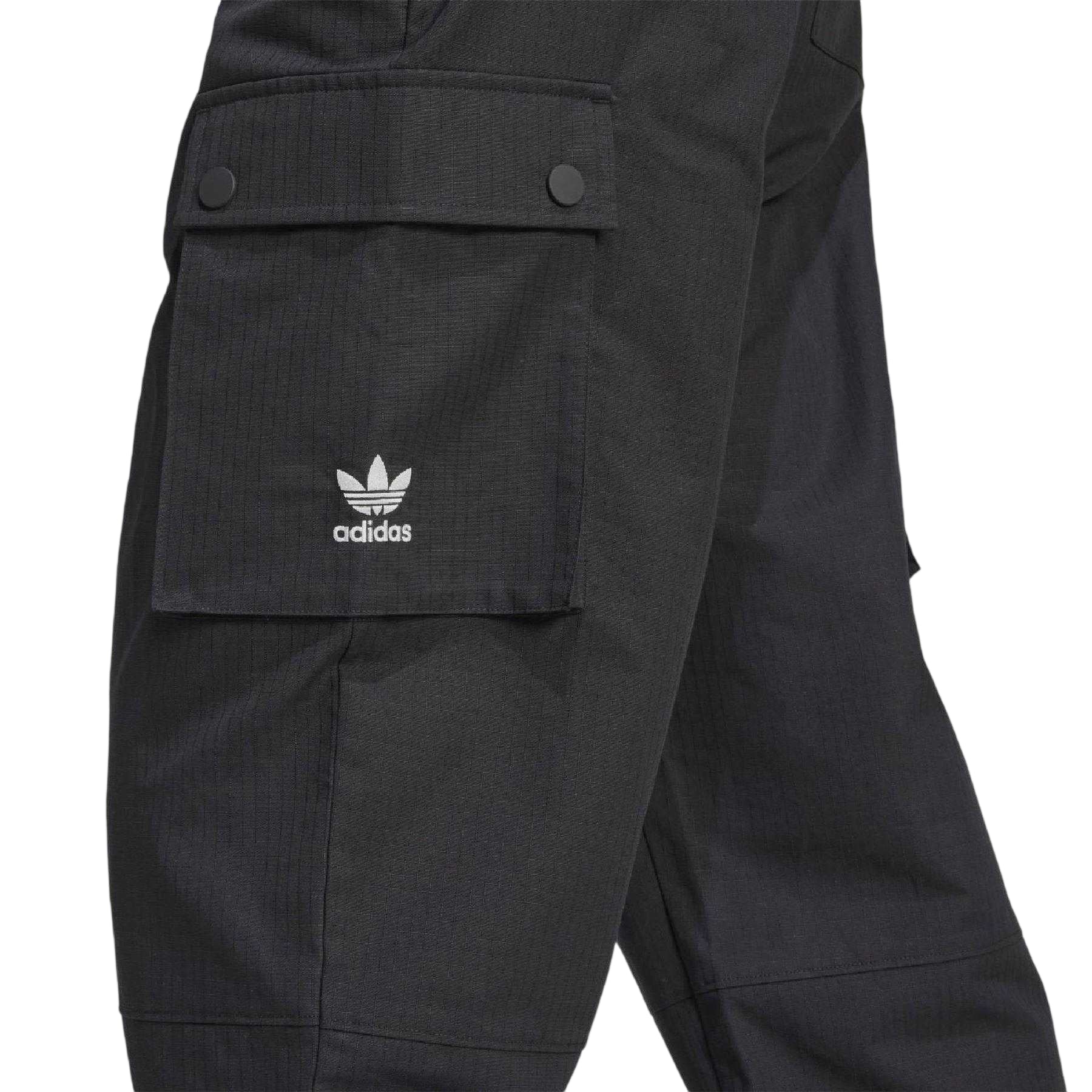 Black - Side - Adidas Mens Script Cargo Trousers
