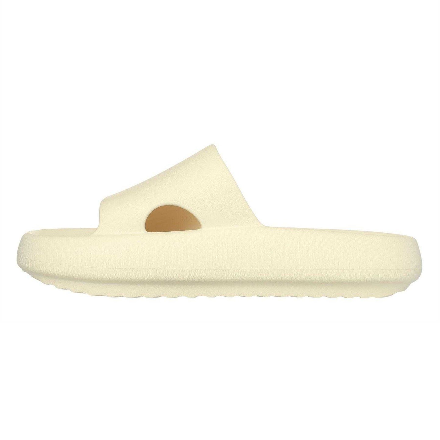 Cream - Back - Skechers Womens-Ladies Single Strap Arch Fit Flat Sliders