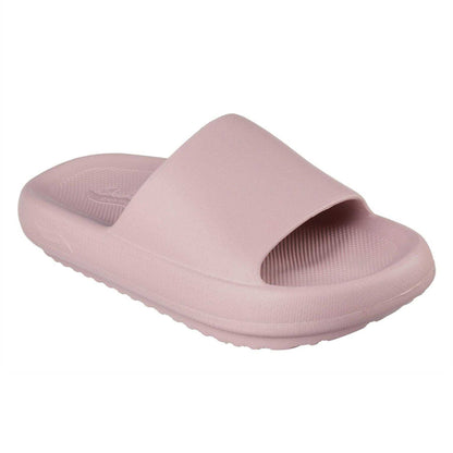Pink - Front - Skechers Womens-Ladies Single Strap Arch Fit Flat Sliders