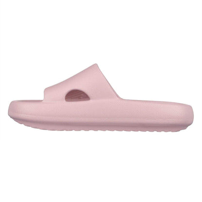 Pink - Back - Skechers Womens-Ladies Single Strap Arch Fit Flat Sliders