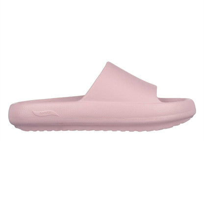 Pink - Side - Skechers Womens-Ladies Single Strap Arch Fit Flat Sliders