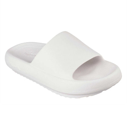 White - Front - Skechers Womens-Ladies Single Strap Arch Fit Flat Sliders