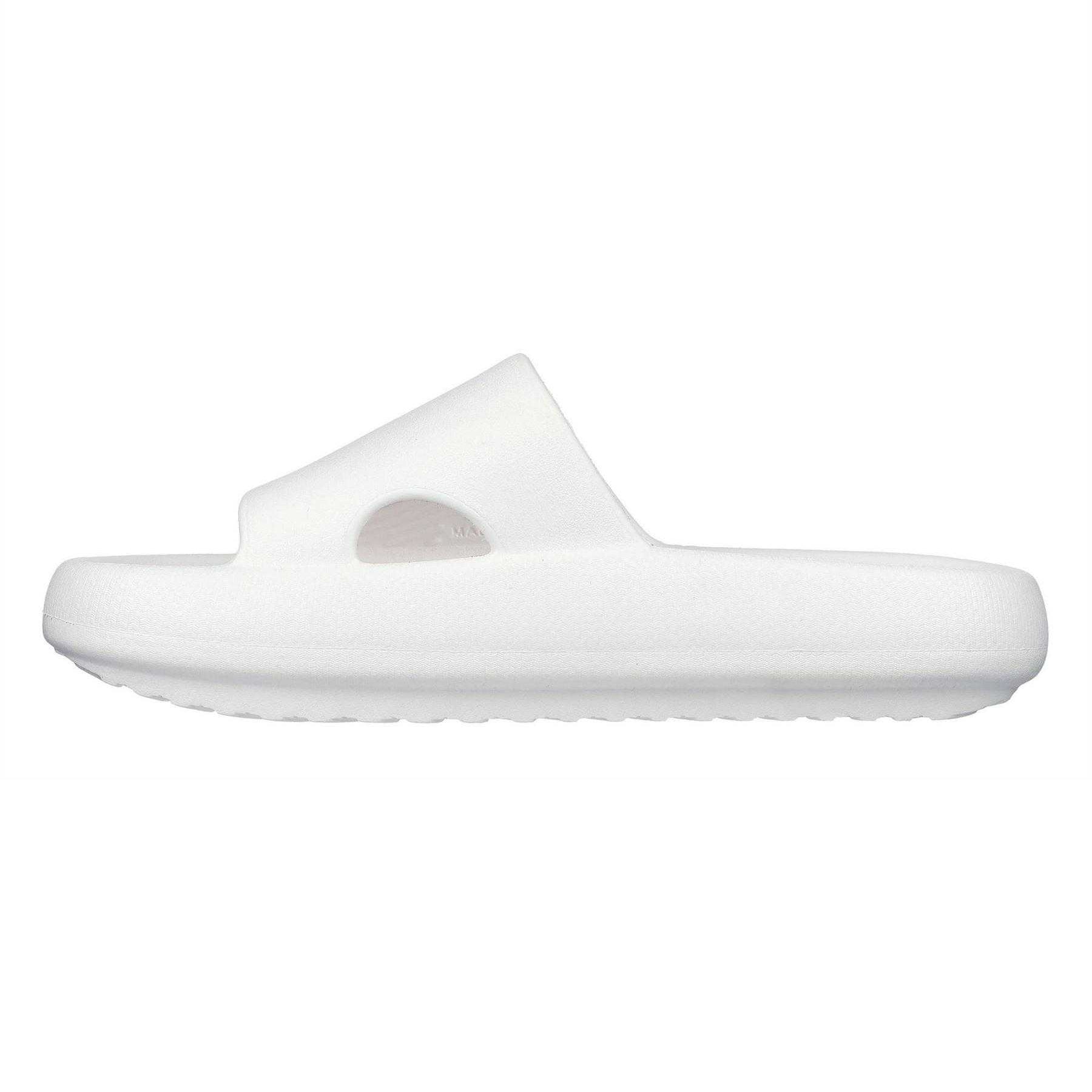 White - Back - Skechers Womens-Ladies Single Strap Arch Fit Flat Sliders