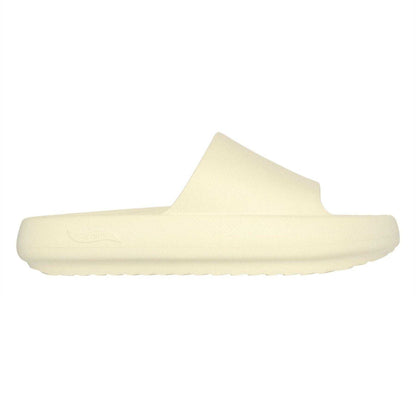 Cream - Side - Skechers Womens-Ladies Single Strap Arch Fit Flat Sliders