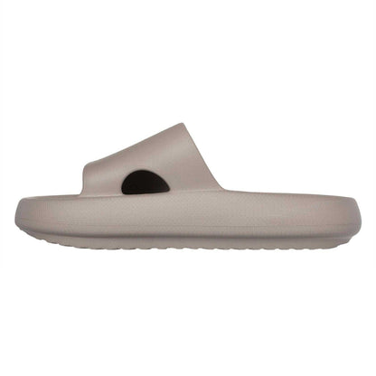 Grey - Back - Skechers Womens-Ladies Single Strap Arch Fit Flat Sliders
