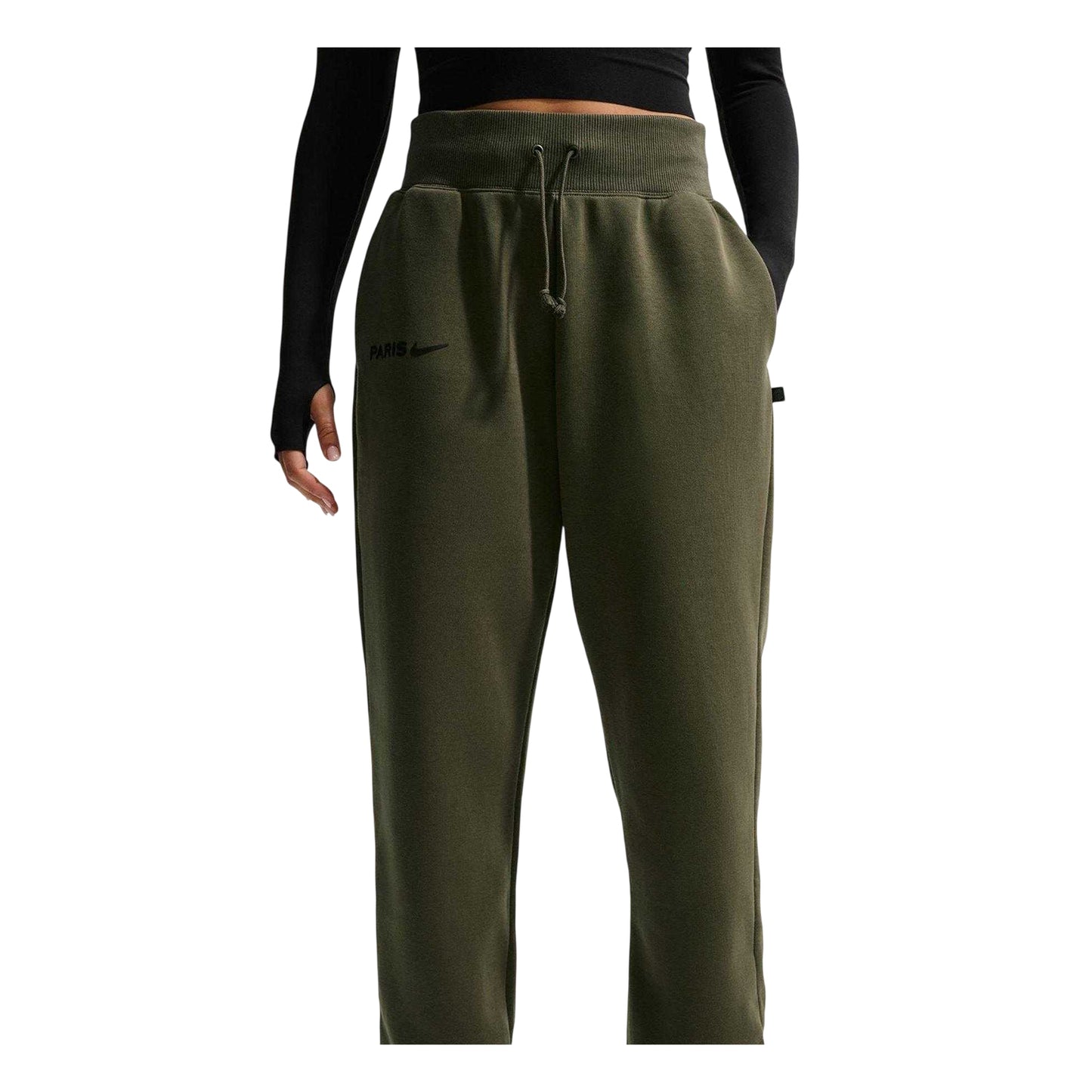 Khaki Green-Black - Side - Nike Womens-Ladies Saint-Germain Fleece Phoenix Relaxed Fit Joggers