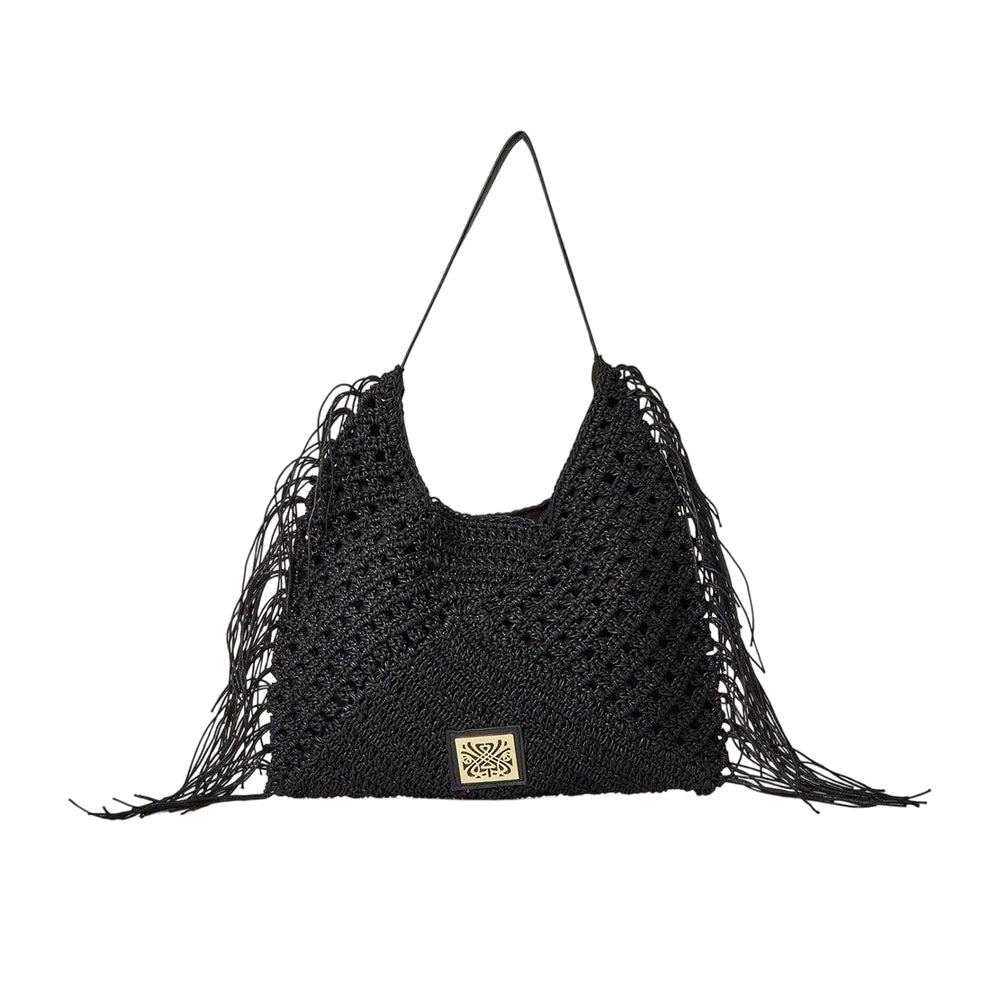 Black - Front - Biba Fringe Shoulder Bag