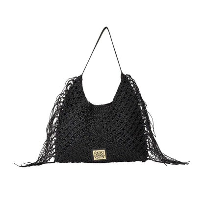 Black - Front - Biba Fringe Shoulder Bag