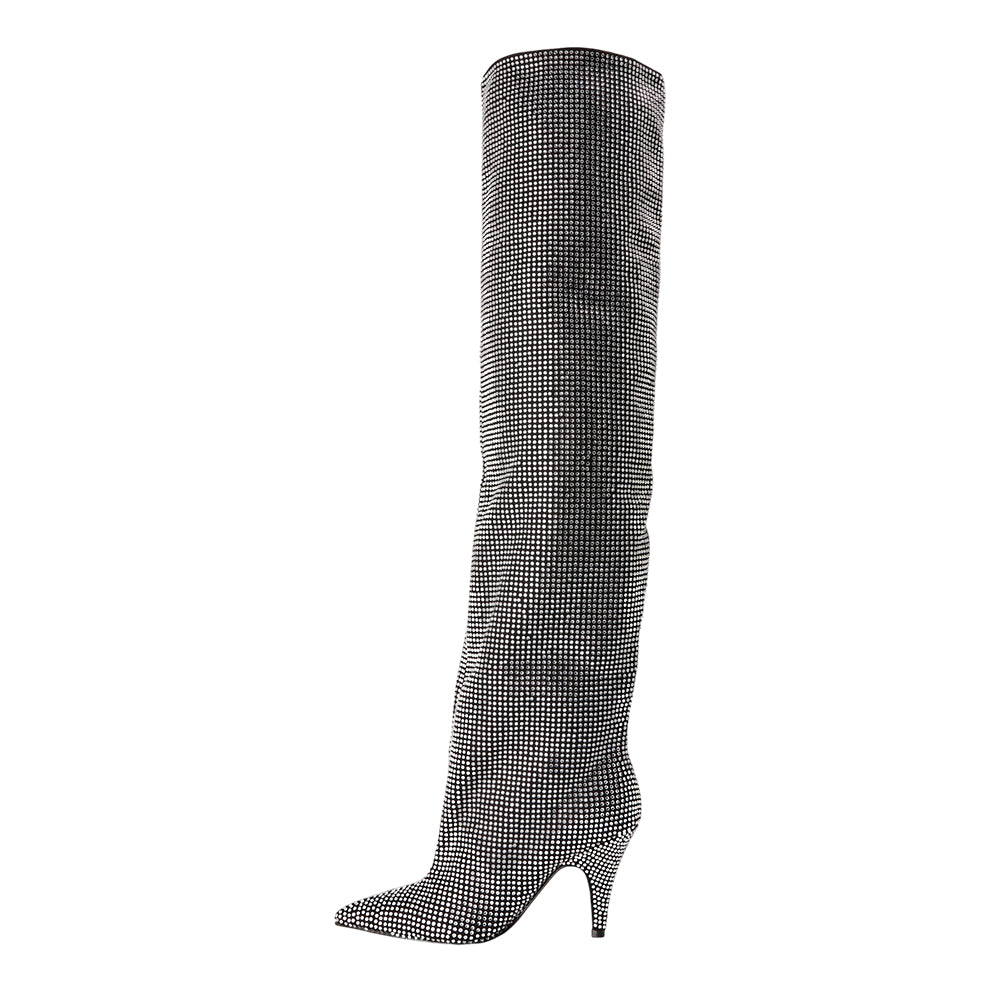 Black - Back - Steve Madden Womens-Ladies Mazer R Leather Thigh-High Boots