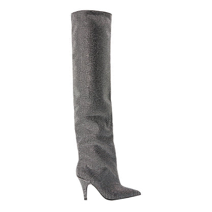 Black - Front - Steve Madden Womens-Ladies Mazer R Leather Thigh-High Boots