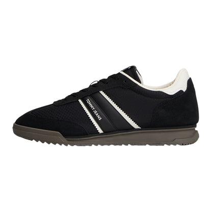 Black-White - Back - Tommy Jeans Mens Lace Up Low Cut Running Trainers