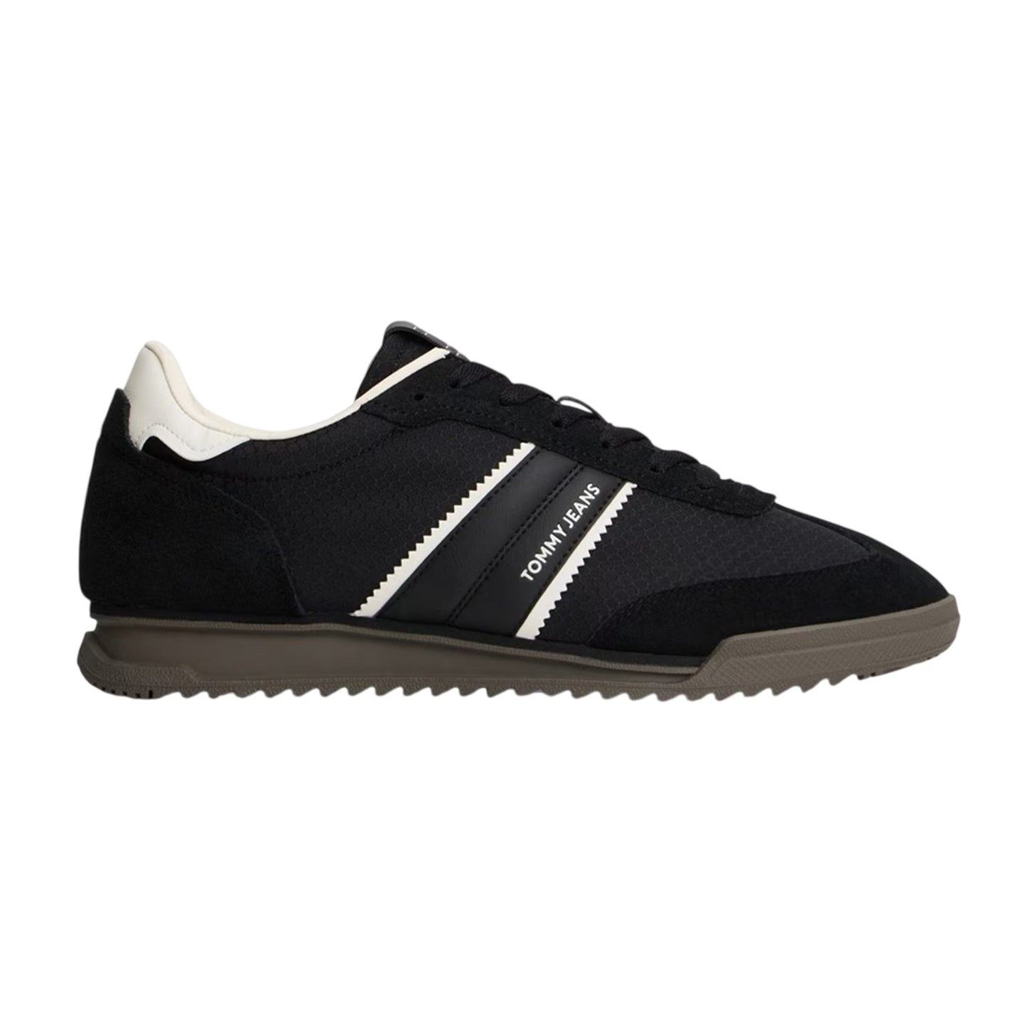Black-White - Front - Tommy Jeans Mens Lace Up Low Cut Running Trainers