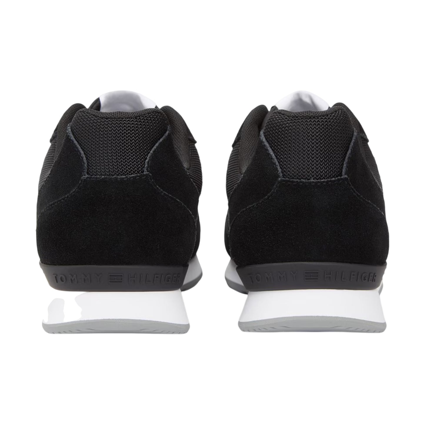 Black - Back - Tommy Hilfiger Mens Leather Low Running Flat Trainers