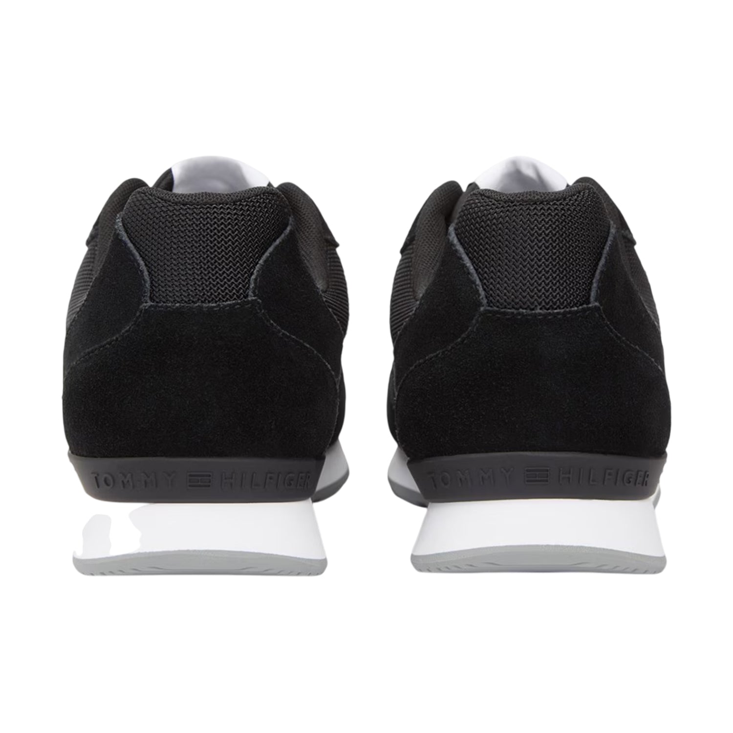 Black - Back - Tommy Hilfiger Mens Leather Low Running Flat Trainers
