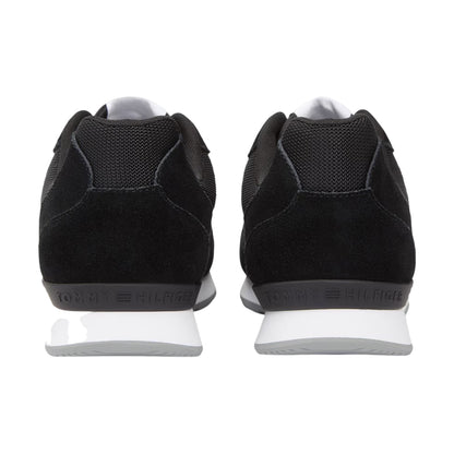Black - Back - Tommy Hilfiger Mens Leather Low Running Flat Trainers