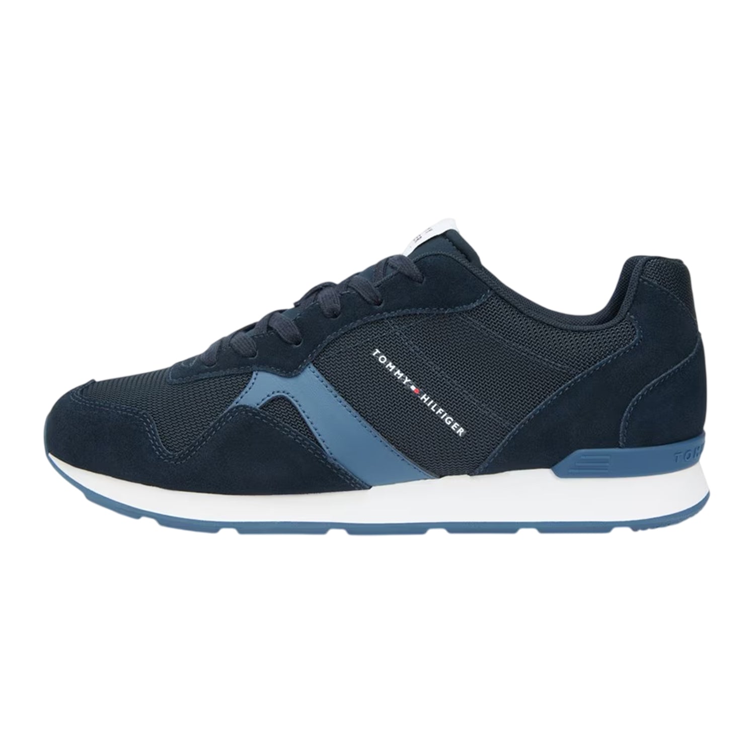 Desert Sky - Side - Tommy Hilfiger Mens Leather Low Running Flat Trainers