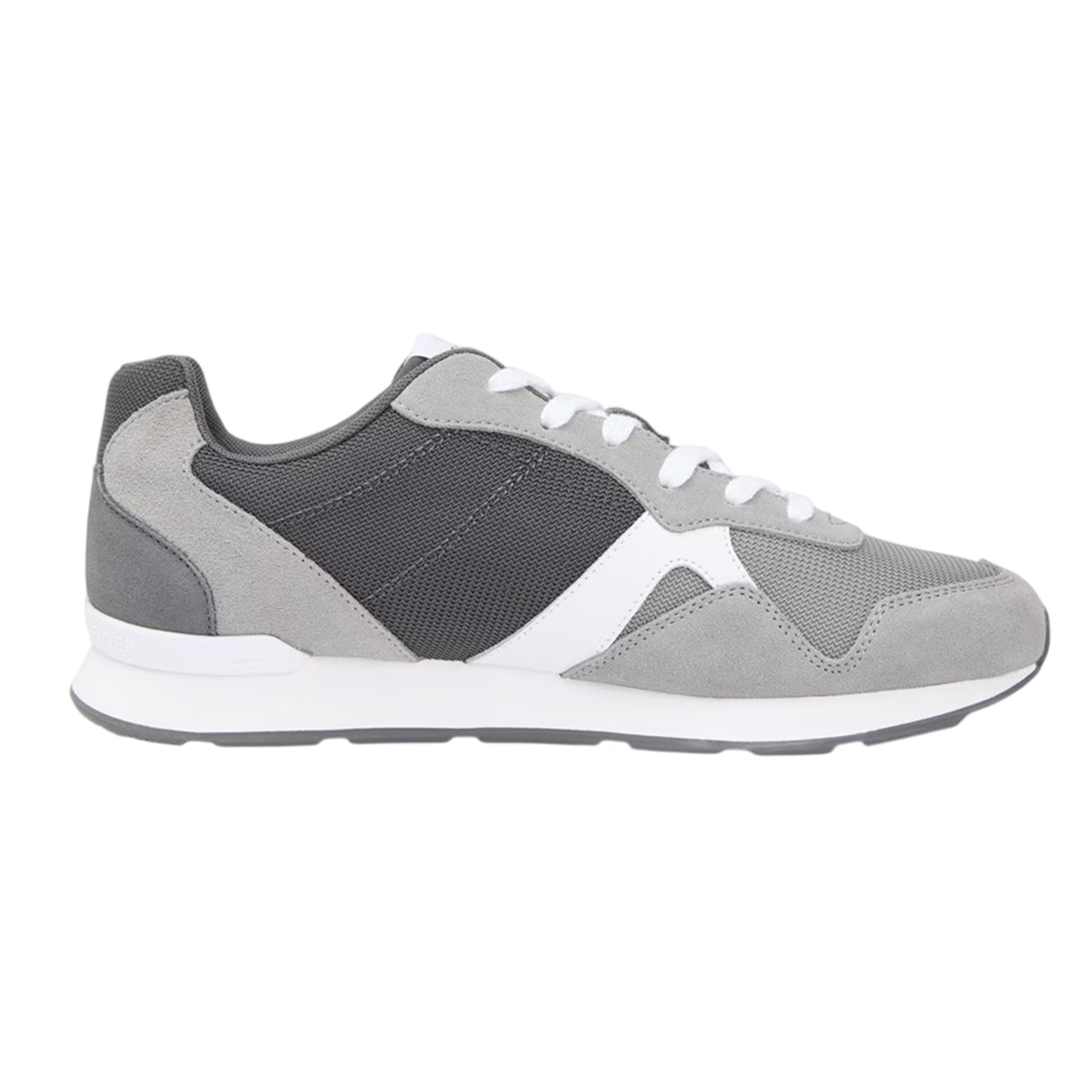 Grey - Front - Tommy Hilfiger Mens Leather Low Running Flat Trainers
