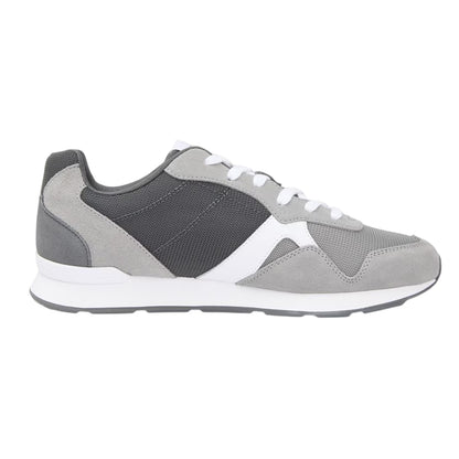 Grey - Front - Tommy Hilfiger Mens Leather Low Running Flat Trainers
