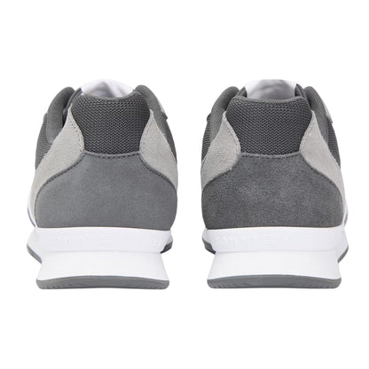 Grey - Back - Tommy Hilfiger Mens Leather Low Running Flat Trainers