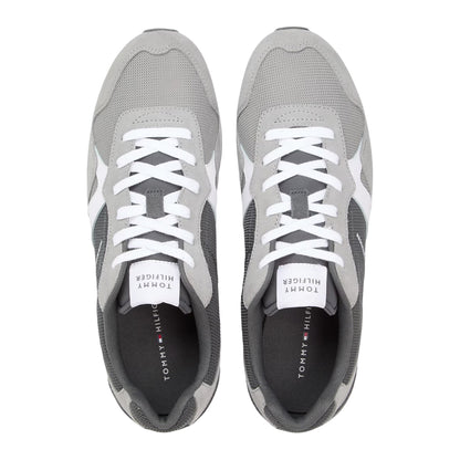 Grey - Lifestyle - Tommy Hilfiger Mens Leather Low Running Flat Trainers
