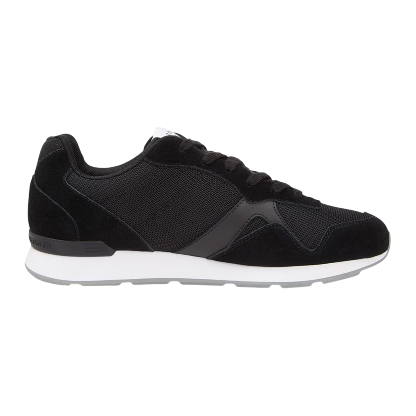 Black - Front - Tommy Hilfiger Mens Leather Low Running Flat Trainers