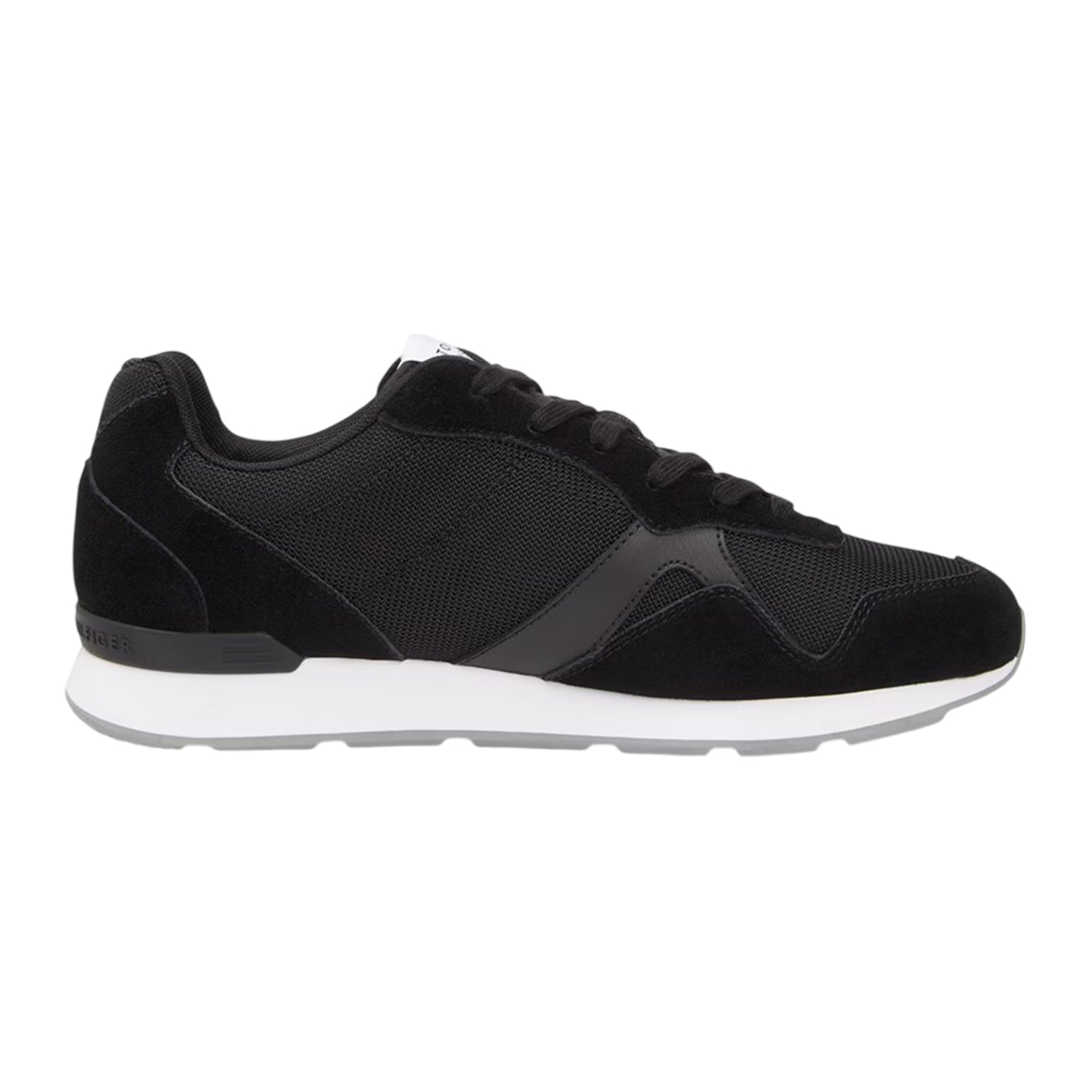 Black - Front - Tommy Hilfiger Mens Leather Low Running Flat Trainers