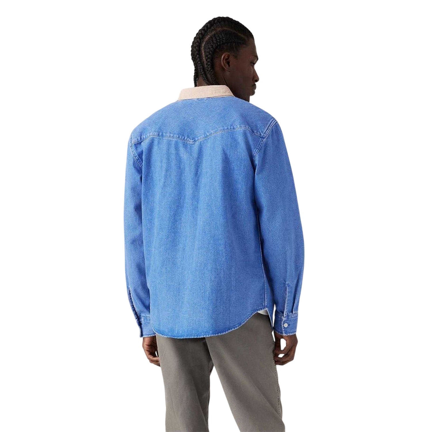 Vintage Blue Wash - Back - Levis Mens Western Denim Contrast Collar Overshirt