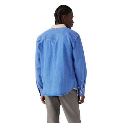 Vintage Blue Wash - Back - Levis Mens Western Denim Contrast Collar Overshirt