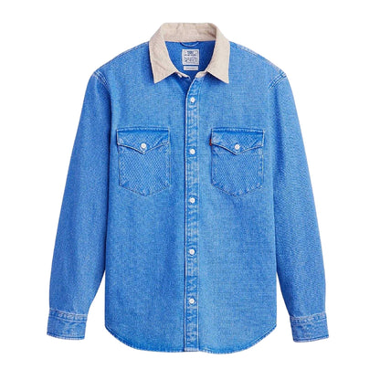 Vintage Blue Wash - Front - Levis Mens Western Denim Contrast Collar Overshirt