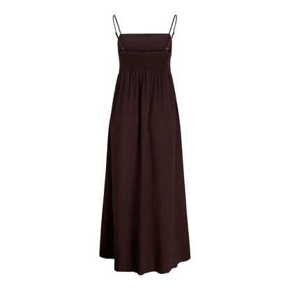 Brown - Back - JJXX Womens-Ladies Linen Blend Maxi Dress