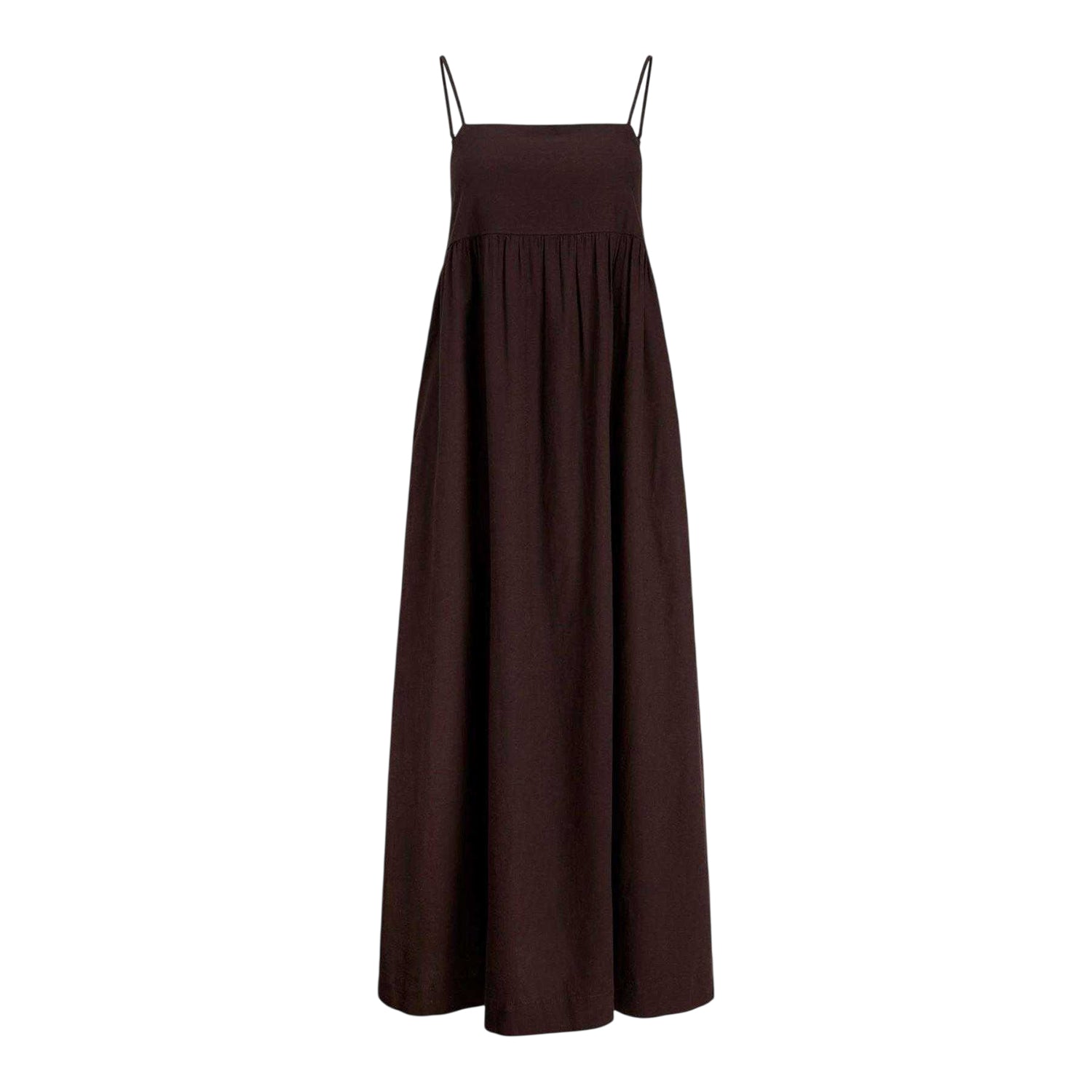 Brown - Front - JJXX Womens-Ladies Linen Blend Maxi Dress