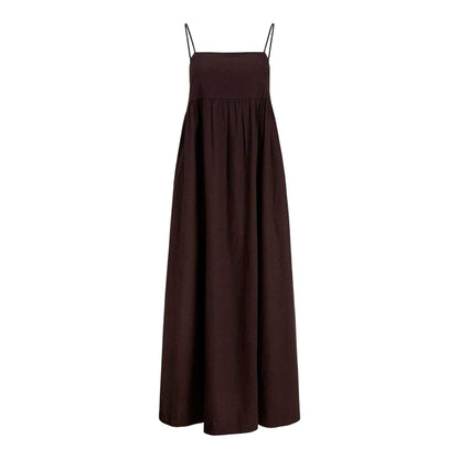 Brown - Front - JJXX Womens-Ladies Linen Blend Maxi Dress