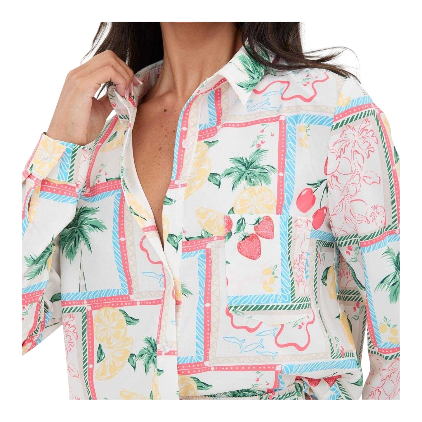 Cream - Side - I Saw It First Womens-Ladies Crepe Long-Sleeved Shirt