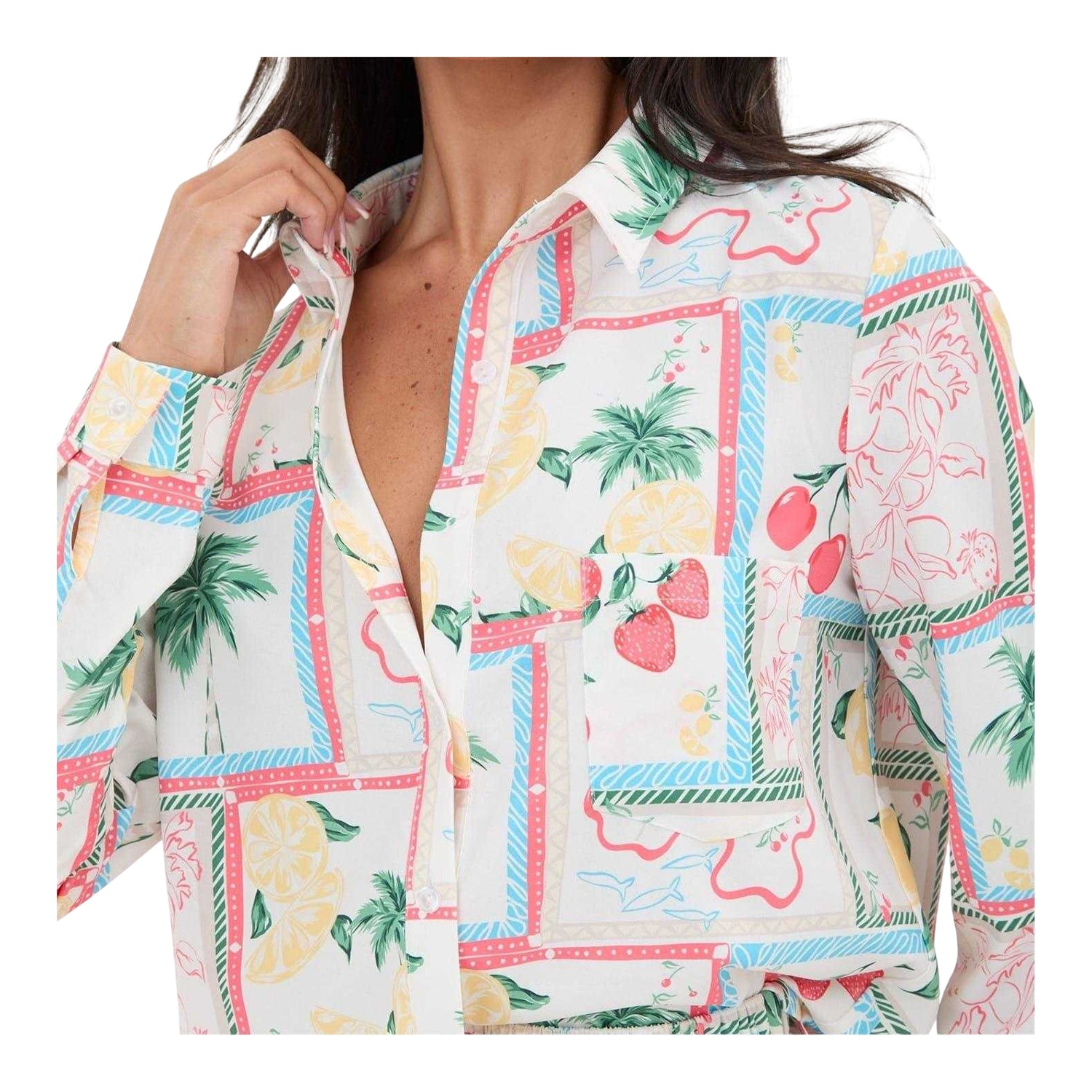 Cream - Side - I Saw It First Womens-Ladies Crepe Long-Sleeved Shirt