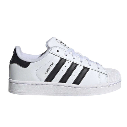 White-Black - Front - Adidas Childrens-Kids Superstar Low Trainers
