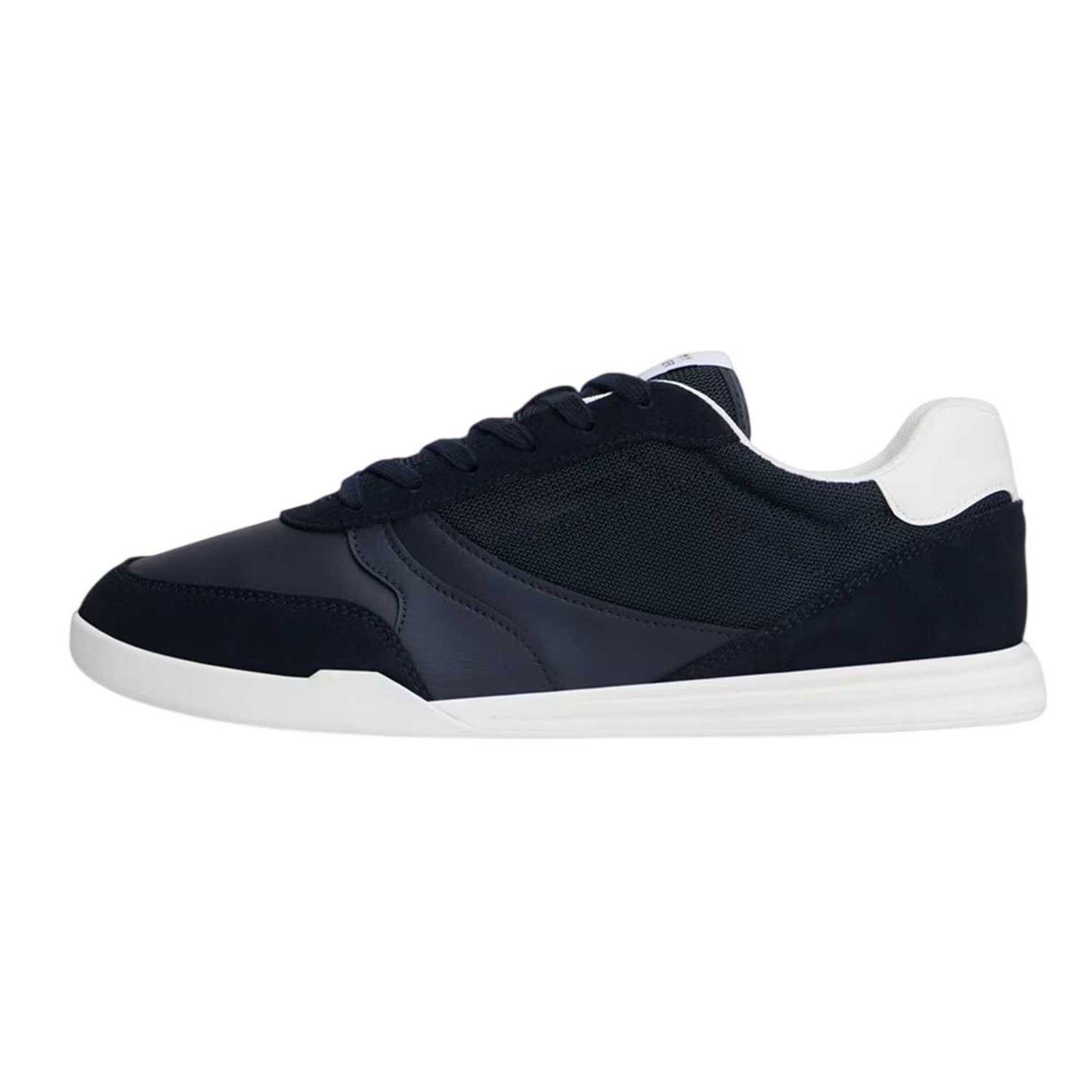 Navy-White - Back - Tommy Hilfiger Mens Lopro Leather Trainers