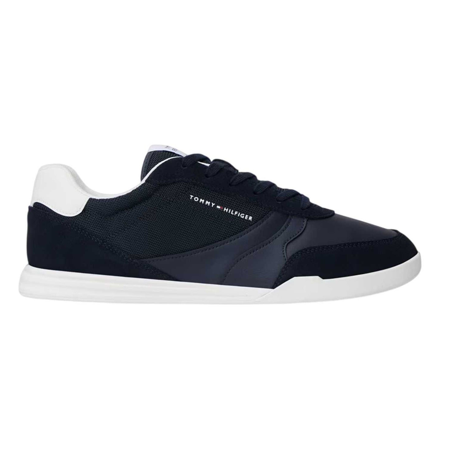 Navy-White - Front - Tommy Hilfiger Mens Lopro Leather Trainers