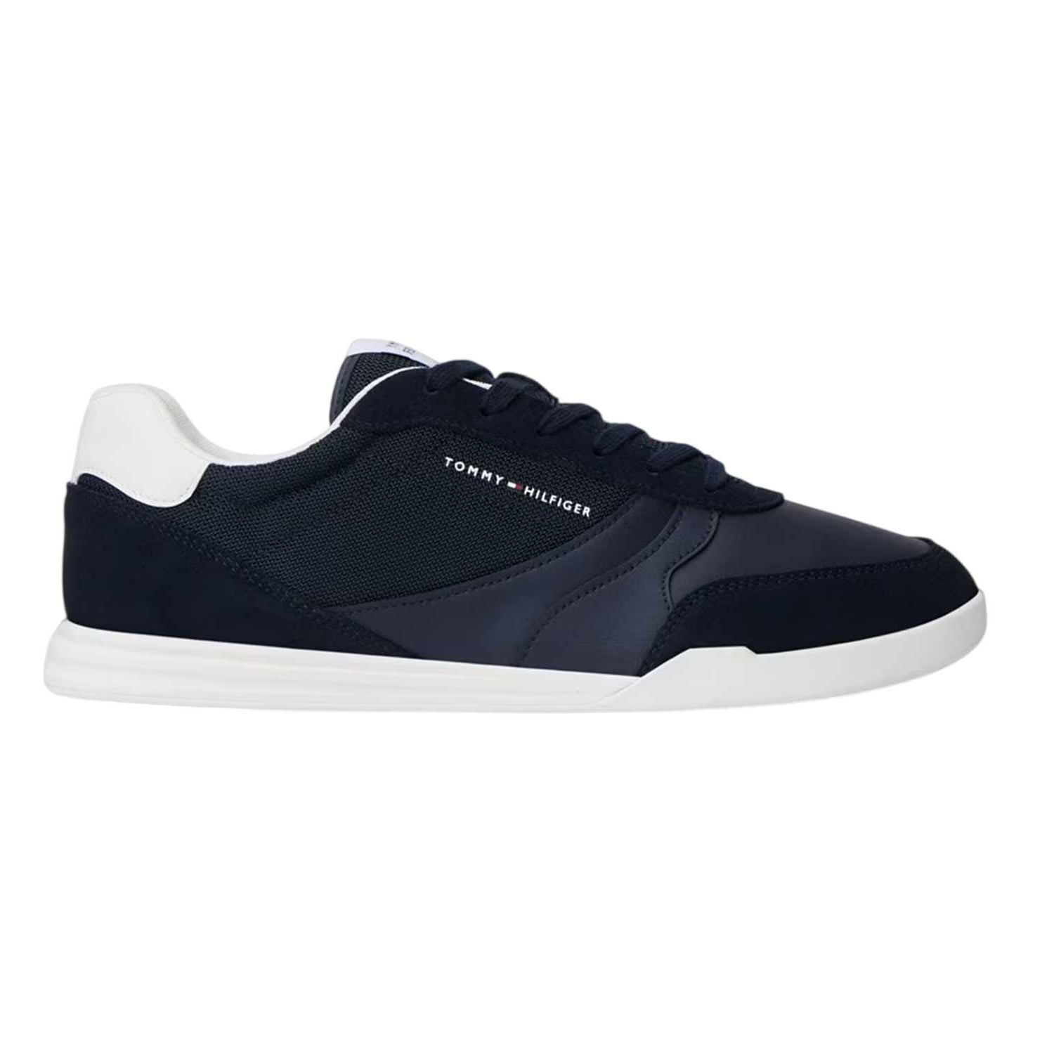 Navy-White - Front - Tommy Hilfiger Mens Lopro Leather Trainers