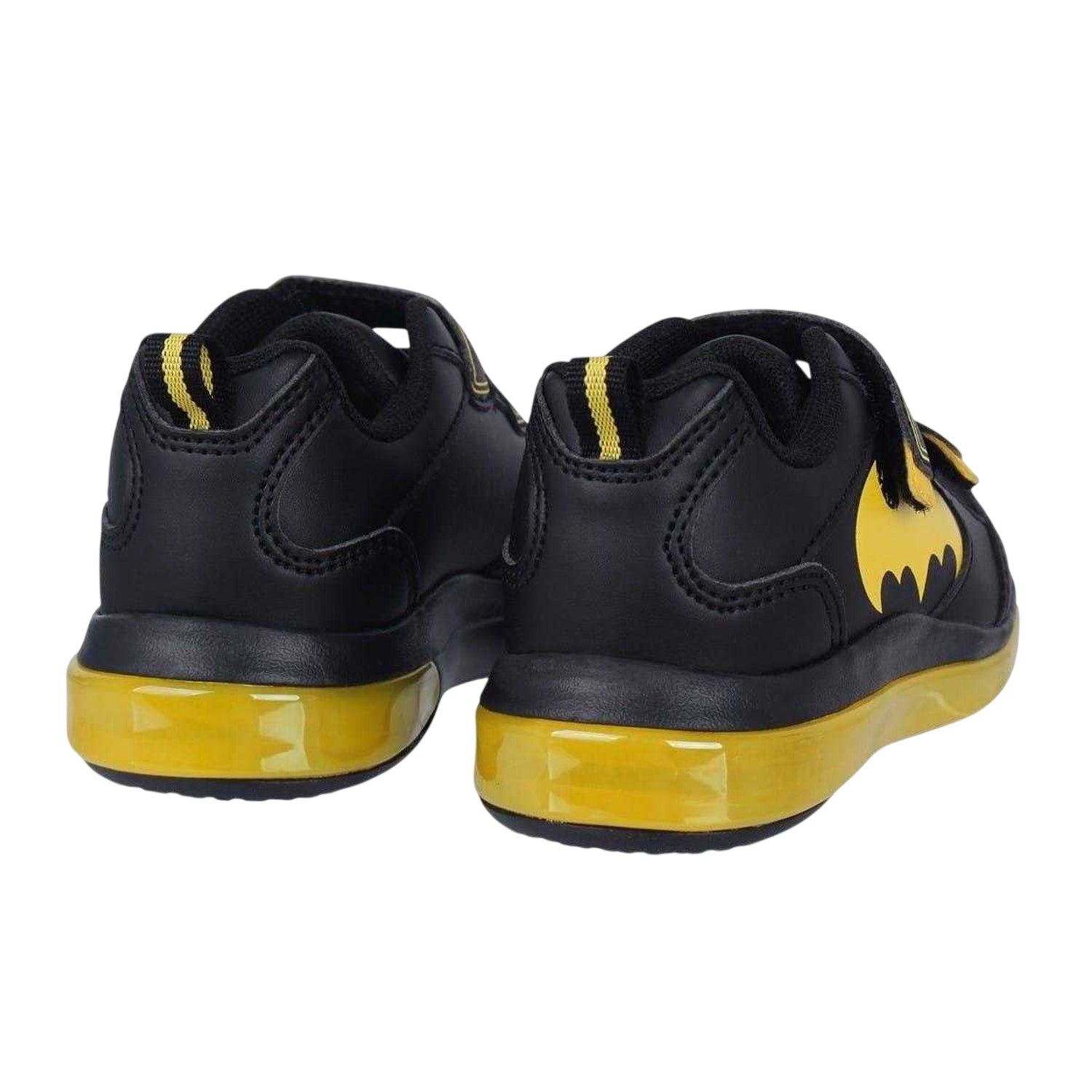 Black-Yellow - Back - Batman Boys Light Up Hook and Loop Trainers
