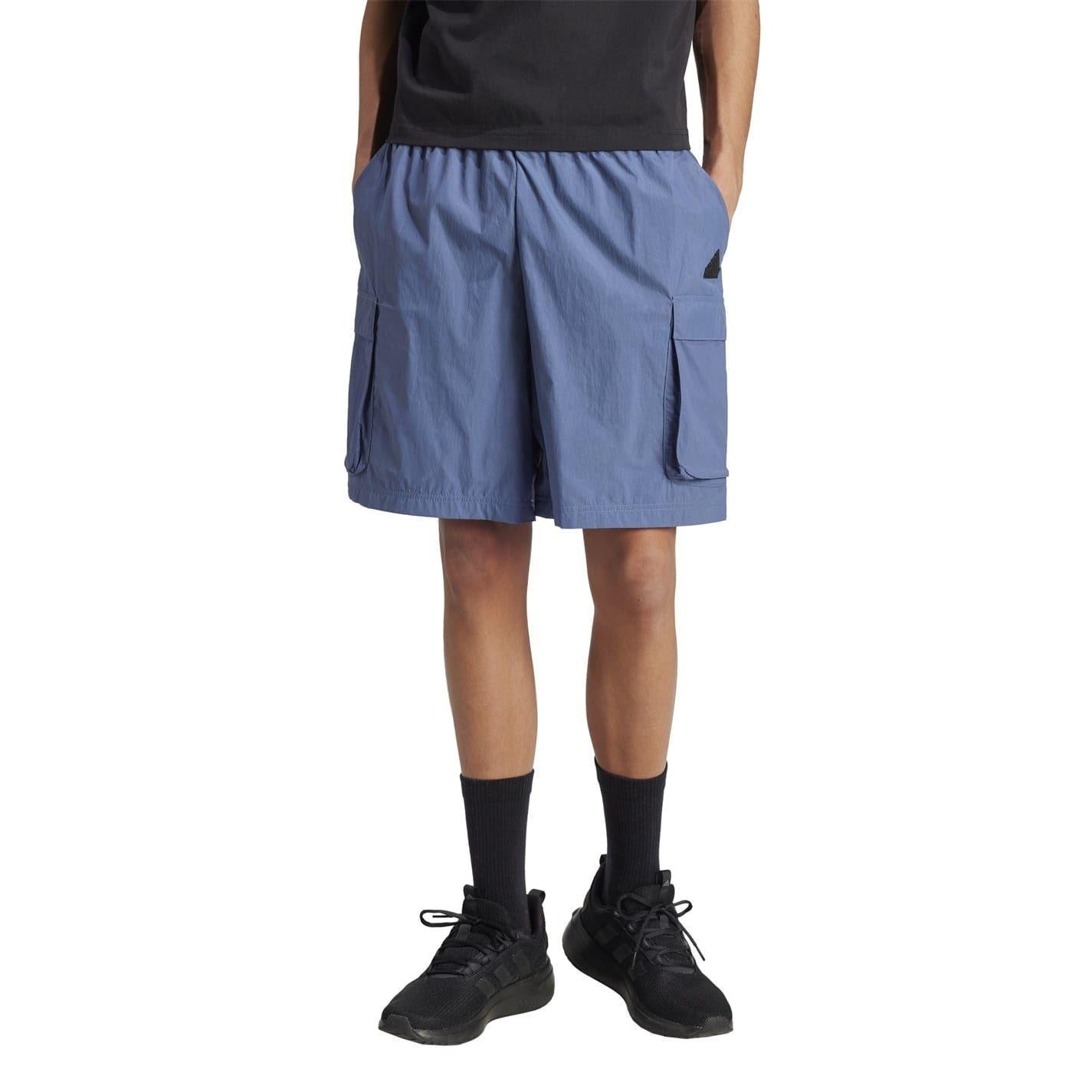 Blue - Side - Adidas Mens City Escape Cargo Shorts