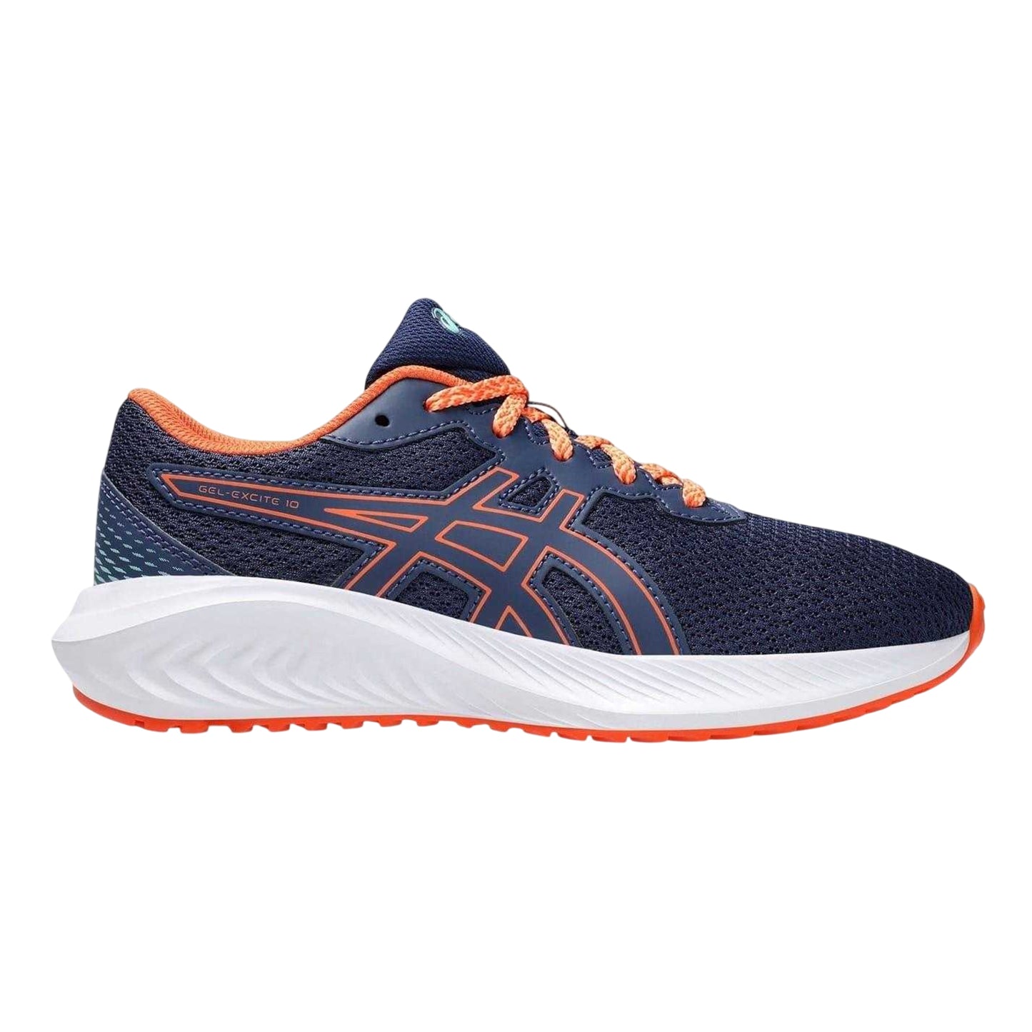 Blue-Orange - Front - Asics Childrens-Kids Gel Excite 10 Shoes