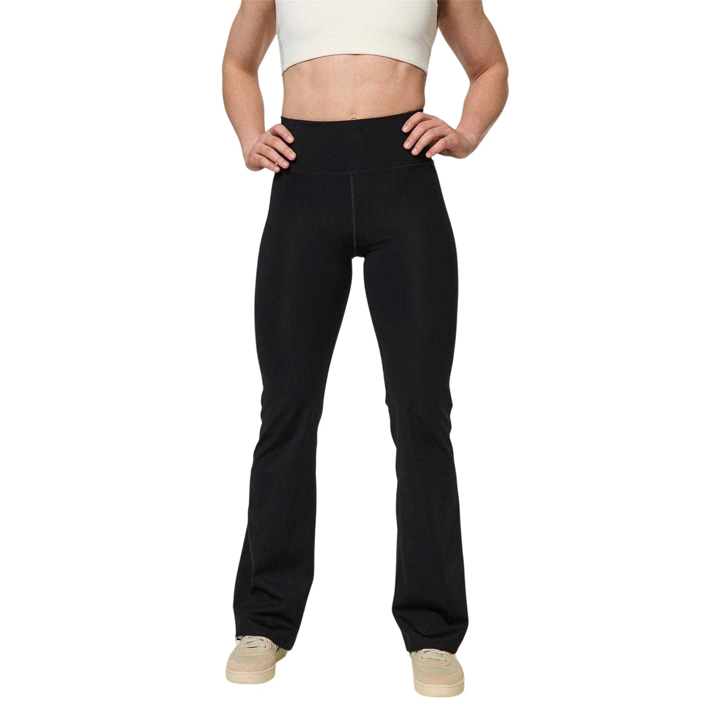 Black - Side - Girlfriend Collective Womens-Ladies Fitted And Flared Leggings