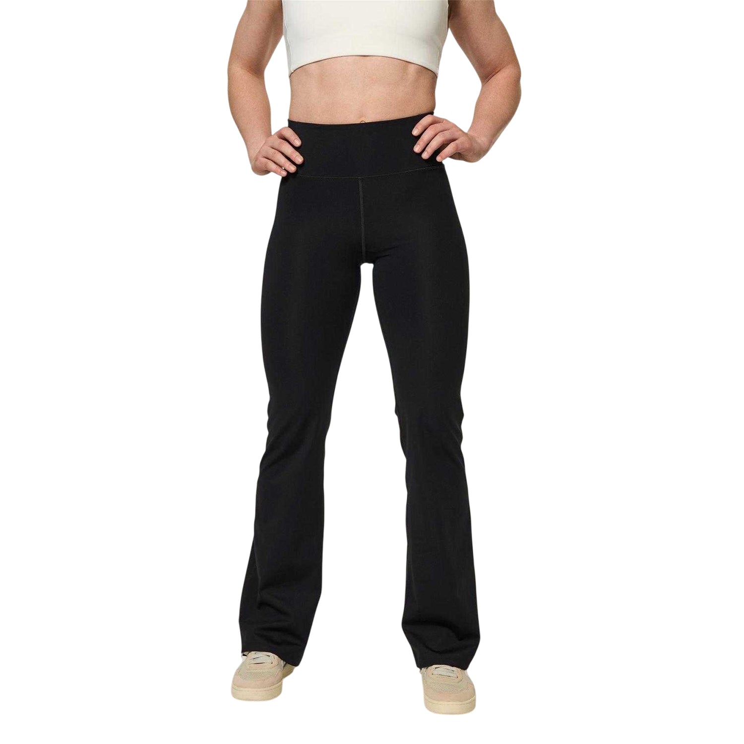 Black - Side - Girlfriend Collective Womens-Ladies Fitted And Flared Leggings