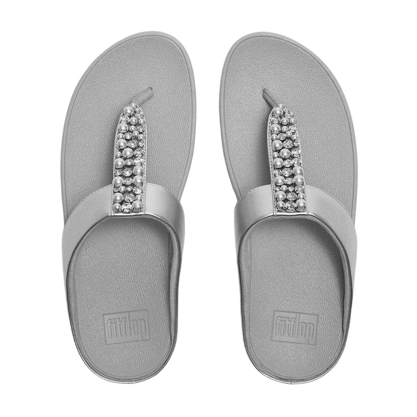 Silver - Back - Fit Flop Womens-Ladies Fino Leather Sandals
